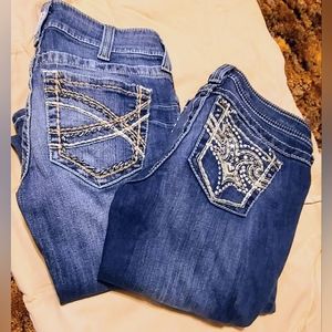 Two pair Ariat Jeans RUBY & REAL Boot Cut Mid Rise Size 3/4